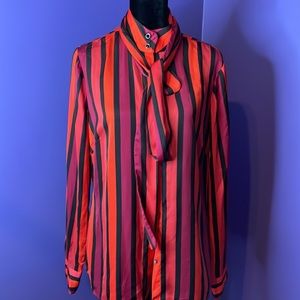 L’Wren Scott for Banana Republic lipstick red striped shirt size 10